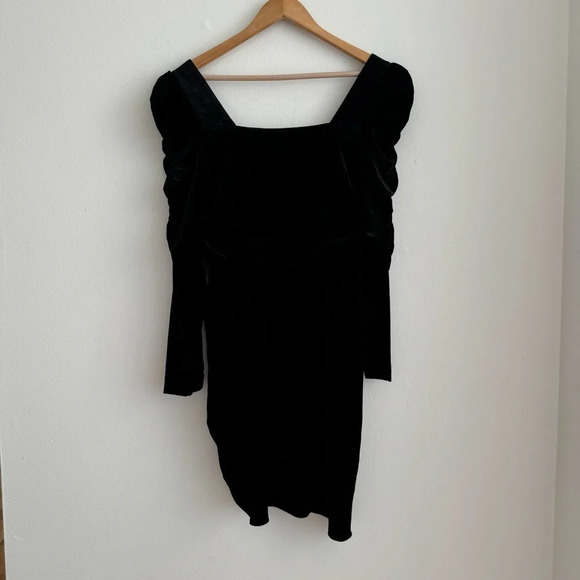 NWT Veronica Beard 8 Toki Black Velvet Ruched Square Neck LBD Cocktail Dress - Picture 4 of 10